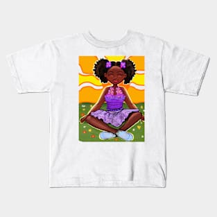 Anime girl in the sunshine 2 Princess Cute Summer black girls Melanin Afro African American Kids T-Shirt